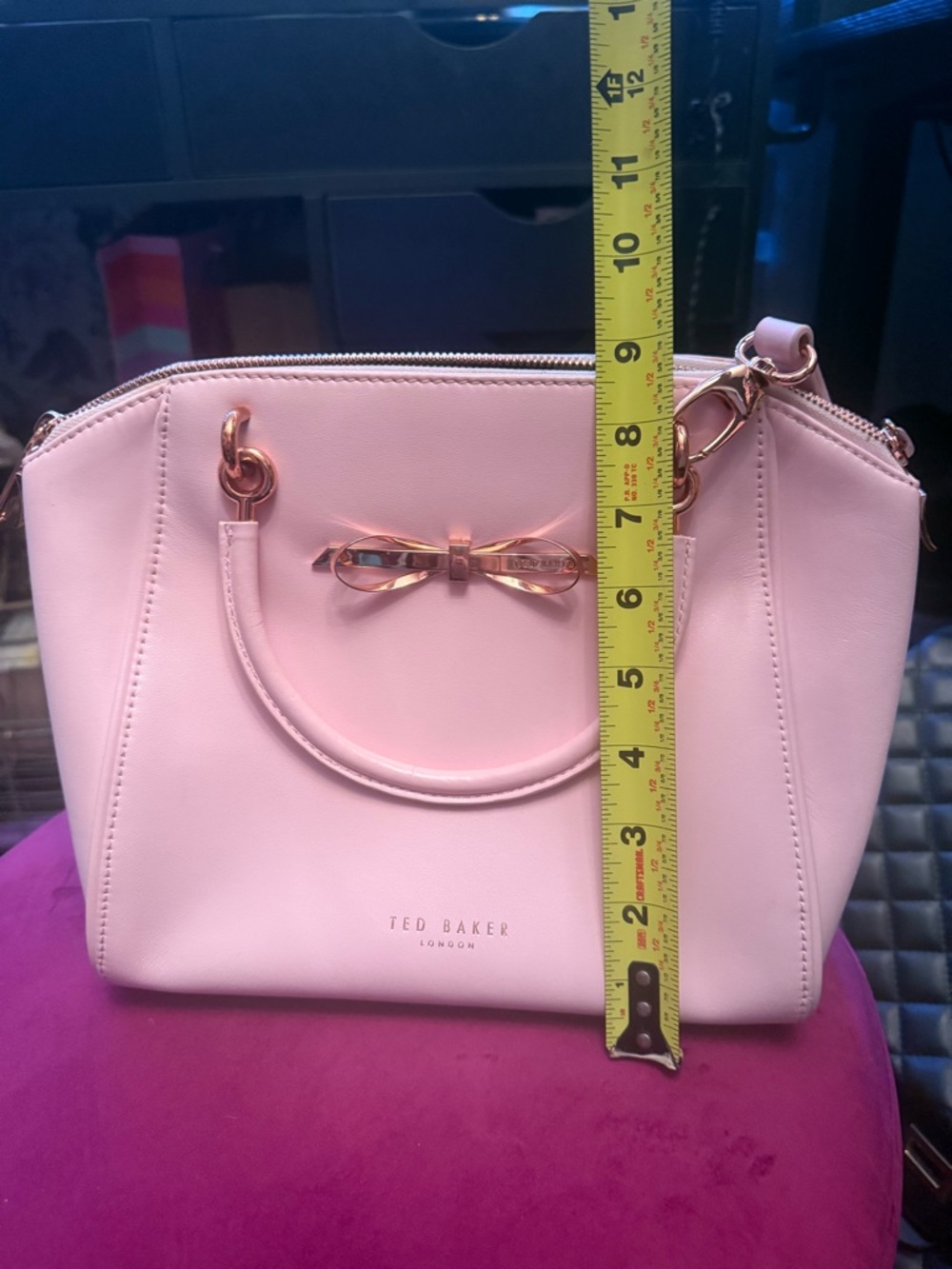 Ted Baker Pale Pink Bow Satchel with Gold Hardware - Picture 3 of 6